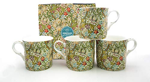 fine Bone China Golden Lily Set of 4 Gift Set Mugs