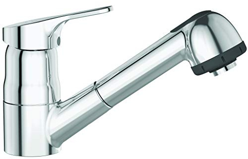 Ideal Standard CeraFit Küchenarmatur (Einhebel-Armatur, Rohrauslauf+Luftsprudler ausziehbar, chrom, Höhe 145 mm, Ausladung 236 mm) BC146AA