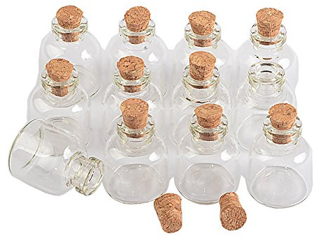 12pcs Fiole en Verre De Mini Bocaux en Verre Transparente avec Bouchon Liège, capacité De Stockage De 4 ML, C'est Juste Une De 9 modèles différents (12, 4ml)