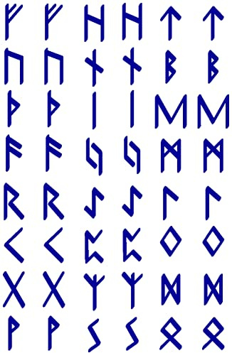 Samunshi® Aufkleber Elder Futhark Runen Set für Auto Motorrad Wikinger Vikings Germanen in 9 Größen und 25 Farben (13x20cm brillantblau)