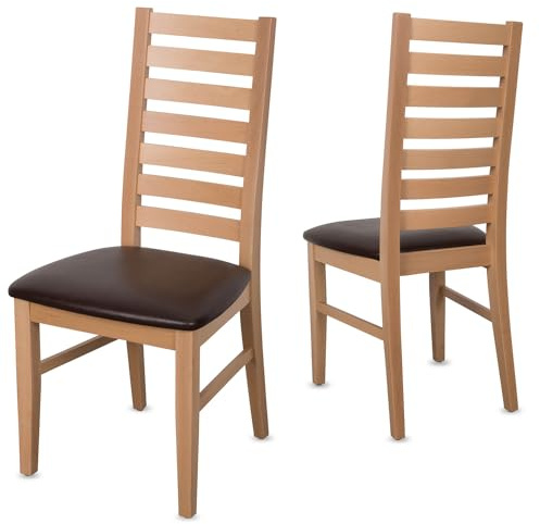 Staboos Esszimmerstühle 4er Set – Gepolsterte Stühle aus Massivholz Buche, fertig montiert bis 150 kg | Hochwertige Essstühle & Küchenstühle im stilvollen Landhaus Design (Natur Braun, CH02)