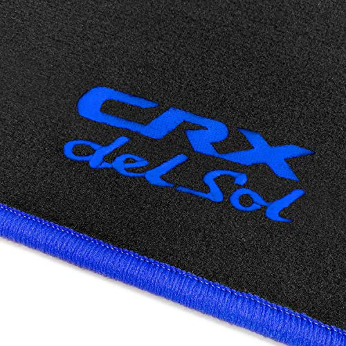 AUTOTEPPICH-STYLERS Passform Velours-Fußmatten mit Bestickung CRX del Sol und Rand in Royalblau