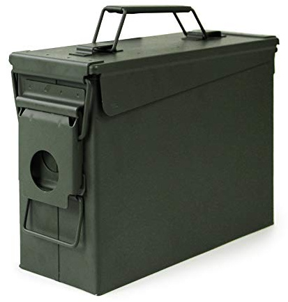 GUGULUZA Metal Ammo Can .30 Cal, Lockable Bullet Storage Case, Waterproof & Airtight Containers Box with Flip Top for Long-Term Storage Shotgun, Rifles, Pistols Ammunition (A-Green)