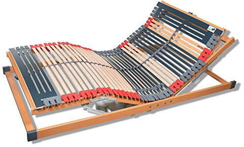 FMP Matratzenmanufaktur 7 Zonen Lattenrost Rhodos® EL | Kopf- und Fußteil elektrisch verstellbar | fertig montiert | 44 Leisten | Notabsenkung | TÜV Rheinland GS | Mittelgurt | 100x210 cm