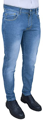 Evoga Jeans Uomo Blu Chino's Sartoriali Denim Pantaloni Slim Fit da 42 a 60 (46, #A1 Blu Lavaggio Chiaro)