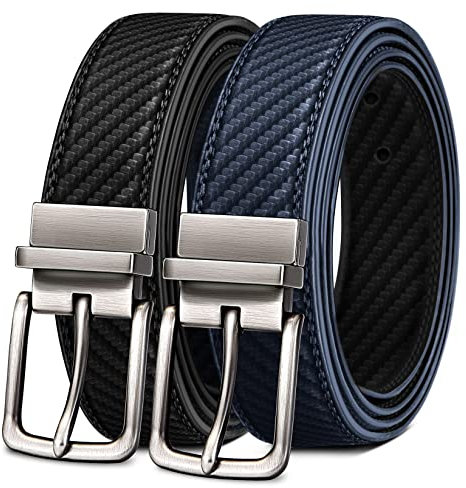 BULLIANT Ledergürtel Herren, Gürtel Herren Wendegürtel 31mm,Größe Angepasst,Schwarz & Braun,Schwarz/Purpurblau3055,115cm/38-40 taille verstellbar