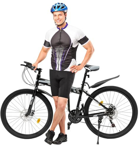 WSIKGHU Fahrrad 26 Zoll Mountainbike 21 Gang Erwachsene Fahrrad Jugend Mountainbike mit Schutzblechen und Mechanische Scheibenbremsen Vorne und Hinten(160-190cm,130kg)