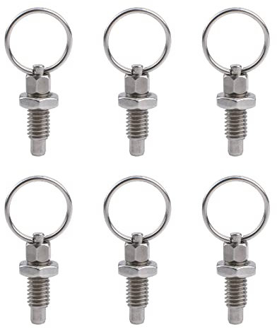 INCREWAY 6 piezas de émbolo de resorte con anillo de tracción, pasador de liberación rápida con leva de caída y resorte, acero inoxidable, tipo sin bloqueo, émbolo de resorte retráctil a mano