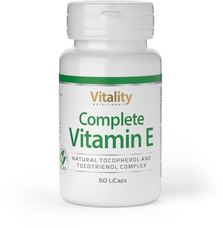 Vitamine E Capsule Naturelle. Gélules avec D-alpha-tocophérol et tocotriénol naturels hautement absorbés. Puissant Antioxydant, antirides, système immunitaire. Vitality Nutritionals by VitaminExpress.