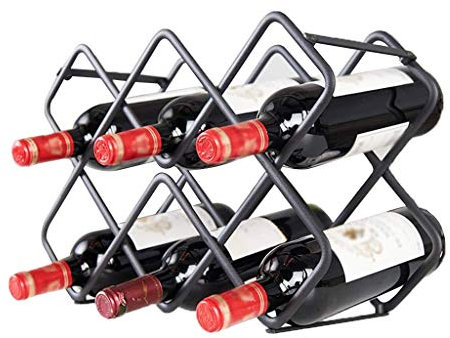 Freistehendes Metall-Weinregal für die Arbeitsplatte, Tisch-Weinaufbewahrungshalter, Ständer (schwarz, groß)