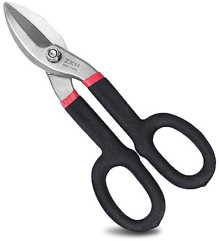 ZKH 300mm Blechschere Gerade, Drahtschere Trockenbau Werkzeug, Metallschere für Blech, Aluminium, Leder,Kupfer und Kunststoffplatten