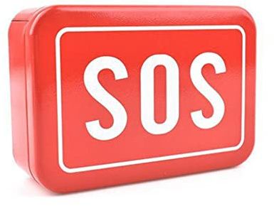 WOOXGEHM Rechteckige Metalldose, SOS Muster, Leere Metalldose, Rote Rechteckige Aufbewahrungsdose mit Deckel, Aufbewahrungsdosen Aus Metall für Süßigkeiten, Leckereien, Gastgeschenke und Kunsthandwe