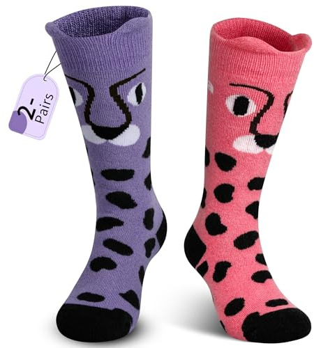 Muezna Kids Wool Ski Socks 2 Pairs Toddler Winter Warm Thermal Snow Socks Boys Girls for Snowboard Skating