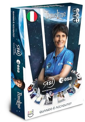 Asmodee - TIMELINE: ASI ESA (Agenzia Spaziale Italiana e Agenzia Spaziale Europea) – Metti Alla Prova le Tue Conoscenze sull'Astronomia – Gioco da Tavolo – 2-6 Giocatori – 8+ Anni – Ed. in Italiano