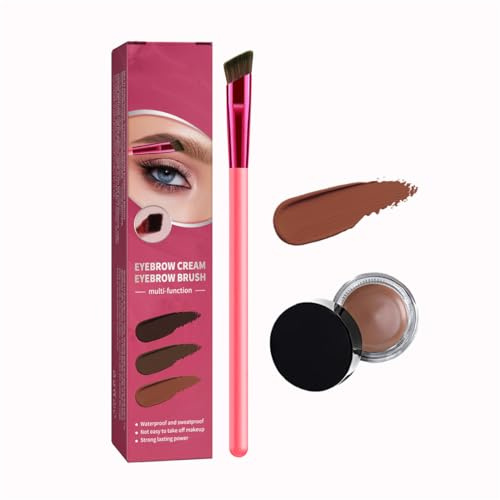 4D Ultra-Thin Brow Brush Eyebrow Cream, Long Lasting Brow Pomade With Brush, Professional Square Eyebrow Makeup Brush, Multifunction Ultra -Thin Angled Realistic Eyebrow Sets (Dark brown)