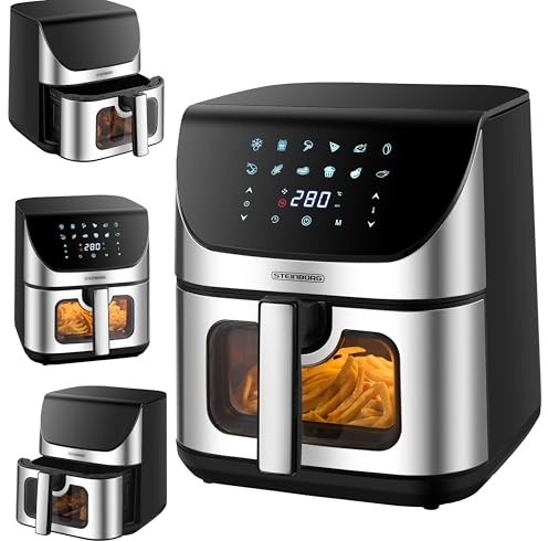 Heißluftfritteuse | 8 Liter | Heissluftfritteuse | 4 in 1 Mini Backofen | Fritteuse | Dörrautomat | Grillen Backen Dörren Frittieren | Friteuse ohne Öl | Air Fryer | Heißluftofen | Heißluftgrill