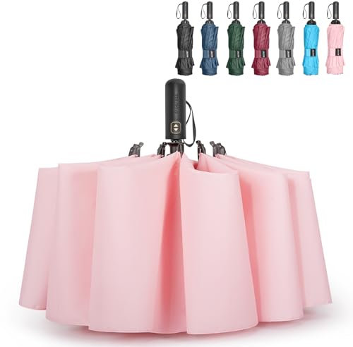 G4Free Großer Golfschirm, kompakt, automatisches Öffnen, Schließen, 137 cm, Rosa