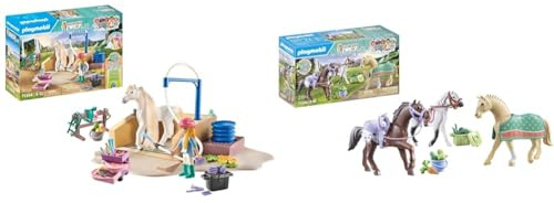 PLAYMOBIL Horses of Waterfall 71354 Isabella & Lioness mit Waschplatz & Horses of Waterfall 71356 3 Pferde: Morgan