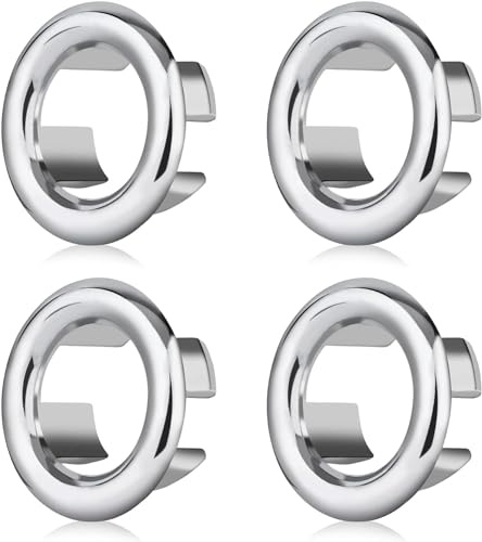 wulikanhua 4Pcs Sink Overflow Ring, Bathroom Sink Overflow Hole Cover, Chrome ABS Plastic, 22-24mm Aperture