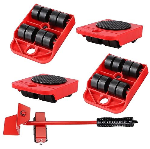 Möbel-Transportroller-Set 5-teilig Möbel-Gleitroller 4 Möbelroller & 1 Lastenheber Anti-Rutsch-Beschichtung, Je 150 kg Tragkraft Zum mühelosen Verschieben von Möbeln Umzugshelfer