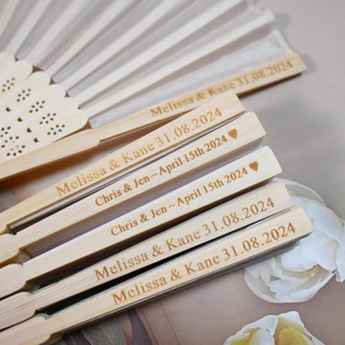 ter Personalisierte Hochzeits-Fans, Geschenk für Verlobung, Brautgeschenke, Partygeschenke, Trauzeugen, Dankeschön-Geschenk (60 Stück)