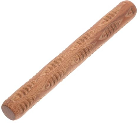 Operitacx Wooden Texture Roller for Clay - Fish Pattern Embossed Rolling Pin for Pottery, Crafts, and Baking - Lightweight and Comfortable Clay Tool for Creative Projects