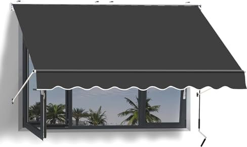 LLZJDDPLY Klemmmarkise Balkon Markise Klemm-Markise, UV-beständig und höhenverstellbar Manuell einziehbar - 200/300cm(Color:Gray,Size:250x80cm/98.4x31.4in)