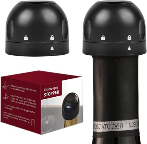 Zssxysm 2 Pcs Champagne Stoppers, Sparkling Wine Stopper, Silicone Vacuum Wine Saver Sealer with Rotating Switch, Bubble Retaining Saver Keep Sparkling Fresh, Bottle Capper for Wine Lovers Gift