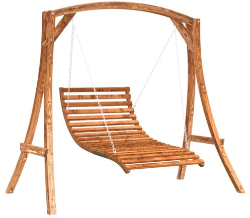 vidaXL Hollywoodschaukel, Bett-Schaukel mit Ketten, Hängeliege für Garten Terrasse, Gartenliege Gartenschaukel, Massivholz Fichte mit Teak-Finish