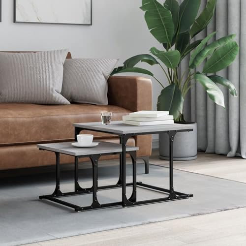 Sufrk Satztische 2 STK. Couchtisch Beistelltisch Satztische FüRs Wohnzimmer Satztisch Couchtisch Grau Sonoma Holzwerkstoff