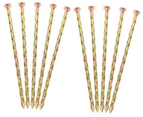 KONTONTY Lot de 10 Piquets de Jardin en Métal Spirale 15 Cm pour Bordures de Jardin et Gazon Synthétique, Acier au Carbone Solide, Fixation Solide pour Aménagement Paysager Extérieur