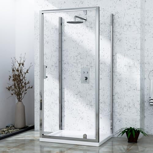 Cube 800 x 800mm 3-Sided Pivot Door Shower Enclosure Square with Side Panels 6mm Safety Tempered Glass Screen