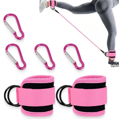 KOLZEMV 2 PCS Fußschlaufen Kabelzug mit D-Ringen, Fußschlaufen für Fitness Training, Fußmanschetten Kabelzug für Männer und Frauen Beinstrecker, Ankle Straps für Fitness Gesäßmuskeln und Beintraining