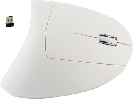 Septpenta Mouse Ergonomico, Mouse da Gioco Verticale, Mouse Silenzioso per Tunnel Carpale Ottico da 2,4 Ghz, PC Portatile con Latenza 1600 DPI, Desktop, Mouse per PC (Bianco)