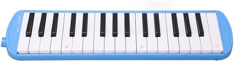 Tragbares Melodica-Instrument mit 32 Tasten, Mundstück und Schlauch, Musikpädagogikinstrument für Alle Altersgruppen und Anfänger, Ergonomisches Design (BLUE)
