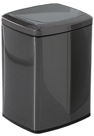 Pattumiera Pattumiera sottile in acciaio inossidabile con coperchio basculante, pattumiera in metallo for cucina da bagno con coperchio, pattumiera stretta for ufficio con secchio interno rimovibile C