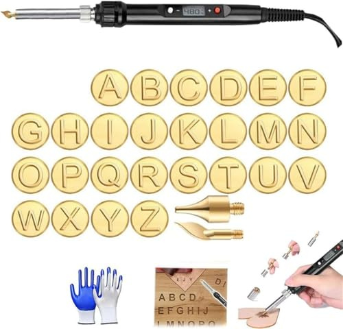 Kupferform mit 26 Buchstaben – DIY Holzbrenn-/Schnitzset, Heißstempel-Werkzeug mit Alphabet, Buchstaben-Lötkolben, DIY-Werkzeuge, Leder-Hotstamp-Prägestempel, Brennspitze, Kupfer, Brandmalerei,
