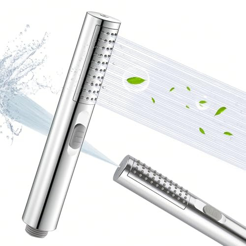 Ksvaye Soffione Doccia Anticalcare, 304 Doccino con 2 Funzioni, Getto Potente Integrato per la Pulizia Degli Angoli, Vasca, Doccetta Cromata, ABS, Cromato