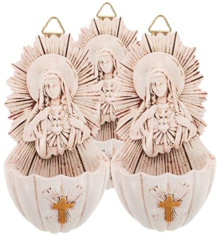 IMIKEYA 3 Pcs Holy Water Font Resin Wall Hanging Decor for Entrance of Chapel, Symbol of Sanctity and Conveying Blessings, Religious Christmas Decorations for New Families