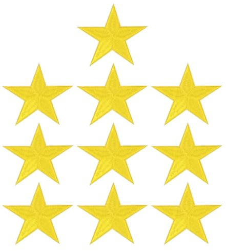 PATIKIL Stern Aufbügeln Patches, 10 Stück Stern Aufnäher Applikationen zum Aufbügeln oder Aufnähen für Kleidung Jacken Hut Rucksack Reparatur Dekorationen, Gelb, 3 x 2.8