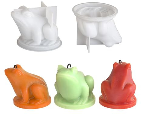 Xidmold Lot de 2 moules à bougie en silicone en forme de grenouille pour fondant, chocolat, cire de soja, savon, plâtre, résine époxy, béton, artisanat