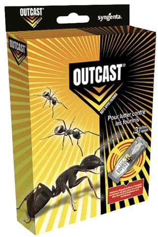 Outcast Boîte Appât Anti Fourmis en Gel – Piège Intérieur & Extérieur – Élimination Colonies Fourmi – Action Retardée – 3 Pièges Prêts à l'emploi