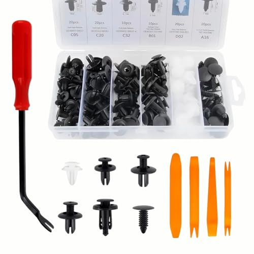 105 Stück Auto Kunststoff Expandierbare Niet Set Universelle Kunststoff Nieten Sechs Universelle Größen Karosseriebauteile Fixierung Reparatur Befestigungsclips Karosserieschrauben Clima Set