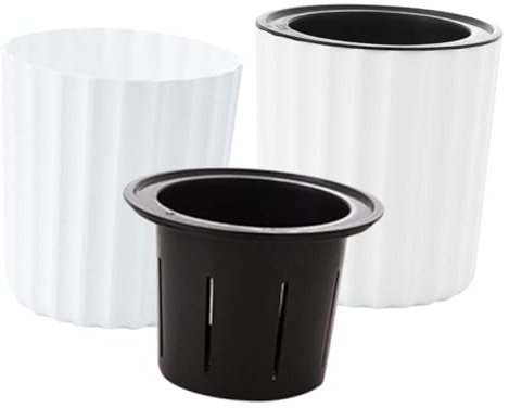 BESPORTBLE 2 Pièces Pot Auto Arrosage Plastique Blanc Jardinière Décorative Ronde pour Plantes Intérieur et Balcon Résistant pour et Plantes Tropicales