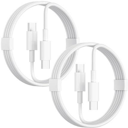 Lot de 2 Câbles USB-C vers USB-C 60W (1M + 1M) – Charge Rapide Power Delivery – Câble Blanc Compatible Xiaomi, Huawei, iPad, MacBook, Android – USB Type-C Rapide & Durable