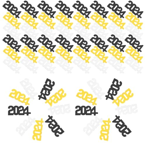 Gatuida Decoración de Mesa Fin de Año Confeti Festivo Negro Dorado Plata para Fiesta Año Accesorios Plásticos Dispersos