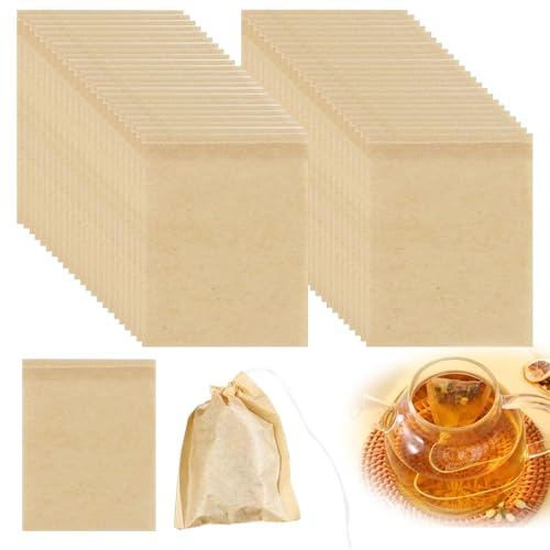 100 Pcs Tea Filter Bags, Empty Tea Bags for Loose Tea, Disposable Tea Infuser, Tea Filters, Tea Bag Storage for Loose Tea, Coffee, Spices 2.36 * 3.15 inch