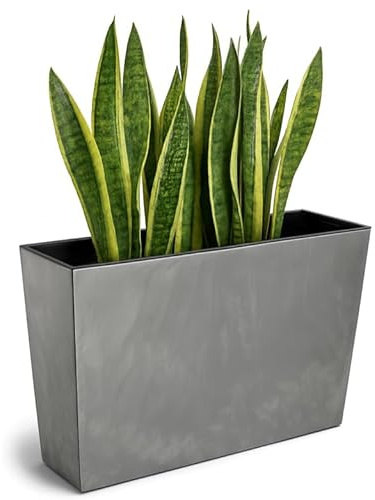 FEINZ Blumentopf 19x56 cm Grau | Einsatz, hoch, schmal, Bewässerungssystem, Balkon, Terrasse, Garten, wetterfest, pflegeleicht, modern