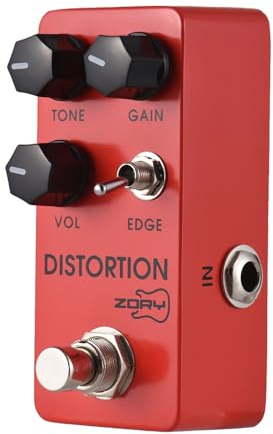 Vroomoto Pedal de Efectos de Distorsión para Guitarra Eléctrica y Metal con Control Tono, Ganancia y Volumen, Fabricado en Aleación Aluminio, con Bypass Real, Entrada Sali