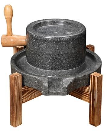 Macinino per grani di pietra per la casa, macina a manovella in pietra blu, macinino manuale per noce moscata, spezie, tortillas, 20 cm